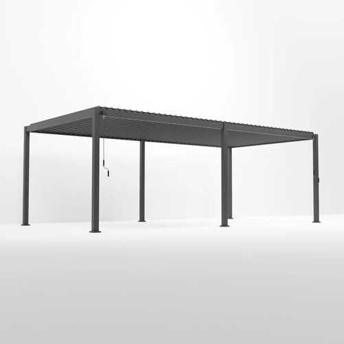 Nova Titan Aluminium Pergola in Grey - 8 x 3.6m frame with white background