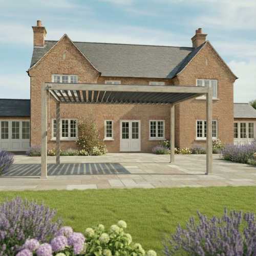 Nova Titan Aluminium Pergola in Wood Look